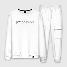 Мужской костюм хлопок с принтом Joy Division в Санкт-Петербурге, 100% хлопок | на свитшоте круглая горловина, мягкая резинка по низу. Брюки заужены к низу, на них два вида карманов: два “обычных” по бокам и два объемных, с клапанами, расположенные ниже линии бедра. Брюки с мягкой трикотажной резинкой на поясе и по низу штанин. В поясе для дополнительного комфорта — широкие завязки | Тематика изображения на принте: ian curtis | joy division | rock | unknown pleasures | иэн кёртис | рок