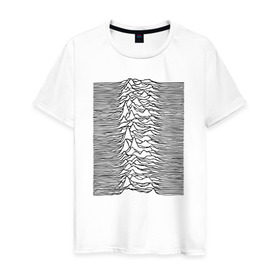 Мужская футболка хлопок с принтом Unknown Pleasures в Санкт-Петербурге, 100% хлопок | прямой крой, круглый вырез горловины, длина до линии бедер, слегка спущенное плечо. | Тематика изображения на принте: ian curtis | joy division | rock | unknown pleasures | иэн кёртис | рок