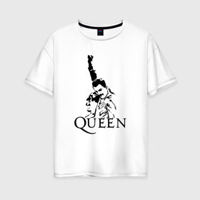 Женская футболка хлопок Oversize с принтом Queen в Санкт-Петербурге, 100% хлопок | свободный крой, круглый ворот, спущенный рукав, длина до линии бедер
 | paul rodgers | queen | quen | брайан мэй | глэм | группа | джон дикон | квин | королева | куин | меркури | меркьюри | мэркури | поп | роджер тейлор | рок | фредди | фреди | хард | хардрок