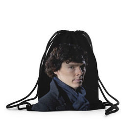 Рюкзак-мешок 3D с принтом Sherlock в Санкт-Петербурге, 100% полиэстер | плотность ткани — 200 г/м2, размер — 35 х 45 см; лямки — толстые шнурки, застежка на шнуровке, без карманов и подкладки | benedict | cumberbatch | sherlock | бенедикт | камбербатч | шерлок