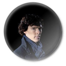 Значок с принтом Sherlock в Санкт-Петербурге,  металл | круглая форма, металлическая застежка в виде булавки | benedict | cumberbatch | sherlock | бенедикт | камбербатч | шерлок