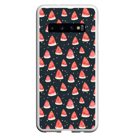 Чехол для Samsung Galaxy S10 с принтом Tropical melon dark в Санкт-Петербурге, Силикон | Область печати: задняя сторона чехла, без боковых панелей | арбуз