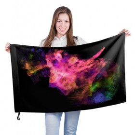 Флаг 3D с принтом Космос в красках в Санкт-Петербурге, 100% полиэстер | плотность ткани — 95 г/м2, размер — 67 х 109 см. Принт наносится с одной стороны | abstraction | cosmos | nebula | space | star | universe | абстракция | вселенная | звезды | космос | мир | планеты