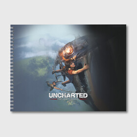 Альбом для рисования с принтом Uncharted в Санкт-Петербурге, 100% бумага
 | матовая бумага, плотность 200 мг. | Тематика изображения на принте: chloe | drake | elena | nathan | naughty dog | sully | анчартед | дрейк | натан | нейтан | ноти дог | пиратs | приключения | путь вора | салли | утраченное наследие