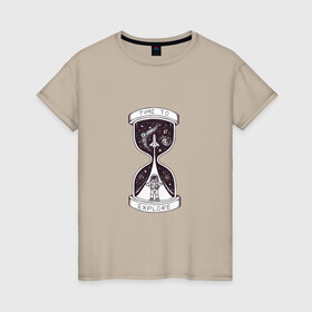 Женская футболка хлопок с принтом Космос в Санкт-Петербурге, 100% хлопок | прямой крой, круглый вырез горловины, длина до линии бедер, слегка спущенное плечо | буран | вселенная | илон | космонавт | космос | луна | марс | маск | юпитер