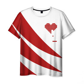 Мужская футболка 3D с принтом Сердца красное в Санкт-Петербурге, 100% полиэфир | прямой крой, круглый вырез горловины, длина до линии бедер | abstract | geometry | geometry stripes | heart | texture | абстракция | геометрические полосы | геометрическое сердце | геометрия | любовь | сердечко | сердца | сердце | текстура