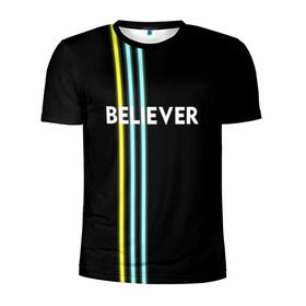 Мужская футболка 3D спортивная с принтом Believer Imagine Dragons в Санкт-Петербурге, 100% полиэстер с улучшенными характеристиками | приталенный силуэт, круглая горловина, широкие плечи, сужается к линии бедра | рок