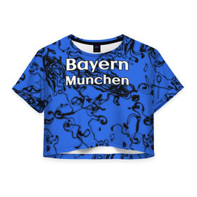Женская футболка 3D укороченная с принтом Бавария Мюнхен в Санкт-Петербурге, 100% полиэстер | круглая горловина, длина футболки до линии талии, рукава с отворотами | белый | германия | игра | красный | лига | мюнхен | мяч | сборная | форма | футбол | чемпион