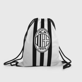 Рюкзак-мешок 3D с принтом FC Milan Black&White в Санкт-Петербурге, 100% полиэстер | плотность ткани — 200 г/м2, размер — 35 х 45 см; лямки — толстые шнурки, застежка на шнуровке, без карманов и подкладки | 