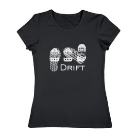 Женская футболка хлопок с принтом DRIFT в Санкт-Петербурге, 100% хлопок | прямой крой, круглый вырез горловины, длина до линии бедер, слегка спущенное плечо | drift | дрифт | занос | педали | тюнинг | управляемый