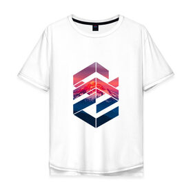 Мужская футболка хлопок Oversize с принтом Геометрические горы в Санкт-Петербурге, 100% хлопок | свободный крой, круглый ворот, “спинка” длиннее передней части | геометрия | горы | мода | пейзаж | подарок | стиль | узор