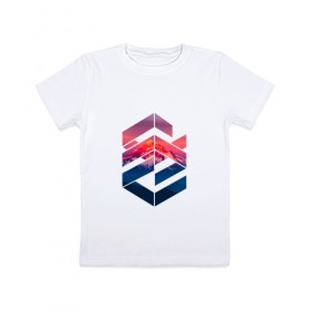 Детская футболка хлопок с принтом Геометрические горы в Санкт-Петербурге, 100% хлопок | круглый вырез горловины, полуприлегающий силуэт, длина до линии бедер | геометрия | горы | мода | пейзаж | подарок | стиль | узор