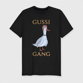 Мужская футболка премиум с принтом GUSSI GANG в Санкт-Петербурге, 92% хлопок, 8% лайкра | приталенный силуэт, круглый вырез ворота, длина до линии бедра, короткий рукав | 