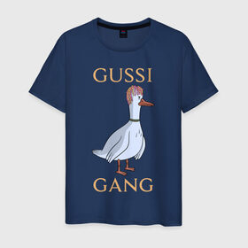 Мужская футболка хлопок с принтом GUSSI GANG в Санкт-Петербурге, 100% хлопок | прямой крой, круглый вырез горловины, длина до линии бедер, слегка спущенное плечо. | Тематика изображения на принте: 