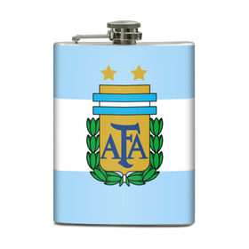Фляга с принтом Сборная Аргентины флаг в Санкт-Петербурге, металлический корпус | емкость 0,22 л, размер 125 х 94 мм. Виниловая наклейка запечатывается полностью | аргентина | спорт | футбол