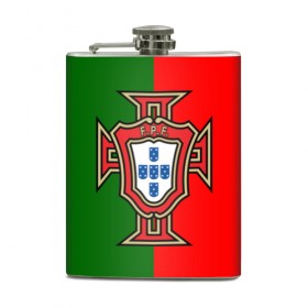 Фляга с принтом Сборная Португалии флаг в Санкт-Петербурге, металлический корпус | емкость 0,22 л, размер 125 х 94 мм. Виниловая наклейка запечатывается полностью | португалия | футбол