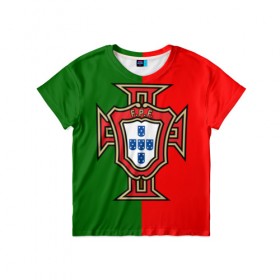 Детская футболка 3D с принтом Сборная Португалии флаг в Санкт-Петербурге, 100% гипоаллергенный полиэфир | прямой крой, круглый вырез горловины, длина до линии бедер, чуть спущенное плечо, ткань немного тянется | португалия | футбол