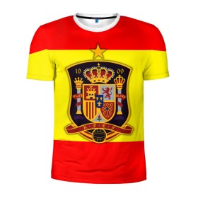 Мужская футболка 3D спортивная с принтом Сборная Испании флаг в Санкт-Петербурге, 100% полиэстер с улучшенными характеристиками | приталенный силуэт, круглая горловина, широкие плечи, сужается к линии бедра | испания | футбол