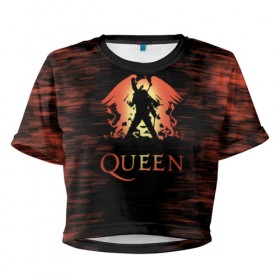 Женская футболка 3D укороченная с принтом Queen в Санкт-Петербурге, 100% полиэстер | круглая горловина, длина футболки до линии талии, рукава с отворотами | paul rodgers | queen | брайан мэй | джон дикон | квин | меркури | меркьюри | мэркури | роджер тейлор | рок группа | фредди | фреди