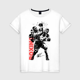 Женская футболка хлопок с принтом Майк Тайсон в Санкт-Петербурге, 100% хлопок | прямой крой, круглый вырез горловины, длина до линии бедер, слегка спущенное плечо | boxing | mike tyson |   | бокс | боксер | майк тайсон