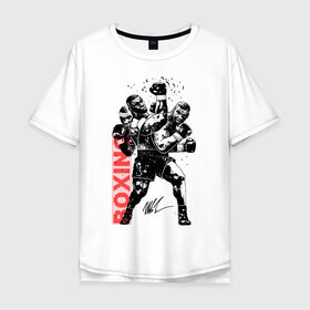 Мужская футболка хлопок Oversize с принтом Майк Тайсон в Санкт-Петербурге, 100% хлопок | свободный крой, круглый ворот, “спинка” длиннее передней части | Тематика изображения на принте: boxing | mike tyson |   | бокс | боксер | майк тайсон