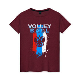 Женская футболка хлопок с принтом Volleyball в Санкт-Петербурге, 100% хлопок | прямой крой, круглый вырез горловины, длина до линии бедер, слегка спущенное плечо | 