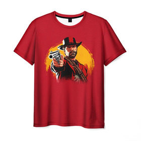Мужская футболка 3D с принтом Red Dead Redemption 2 в Санкт-Петербурге, 100% полиэфир | прямой крой, круглый вырез горловины, длина до линии бедер | rdr | rockstar | рокстар
