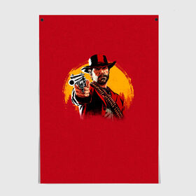 Постер с принтом Red Dead Redemption 2 в Санкт-Петербурге, 100% бумага
 | бумага, плотность 150 мг. Матовая, но за счет высокого коэффициента гладкости имеет небольшой блеск и дает на свету блики, но в отличии от глянцевой бумаги не покрыта лаком | rdr | rockstar | рокстар