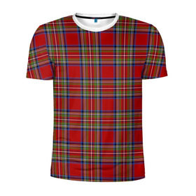 Мужская футболка 3D спортивная с принтом Королевский Стюарт Тартан в Санкт-Петербурге, 100% полиэстер с улучшенными характеристиками | приталенный силуэт, круглая горловина, широкие плечи, сужается к линии бедра | англия | килт | королева | королевский | лондон | стюарт | тартан | ткань | узор | шотландия | шотландка