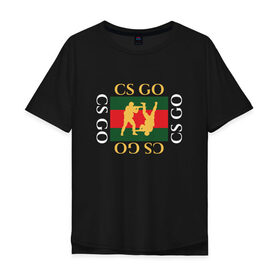 Мужская футболка хлопок Oversize с принтом CS GO gg в Санкт-Петербурге, 100% хлопок | свободный крой, круглый ворот, “спинка” длиннее передней части | counter | cs | cs:go | global | go | gucci | offensive | strike | гучи