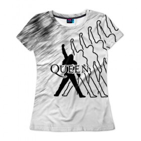 Женская футболка 3D с принтом Queen в Санкт-Петербурге, 100% полиэфир ( синтетическое хлопкоподобное полотно) | прямой крой, круглый вырез горловины, длина до линии бедер | paul rodgers | queen | брайан мэй | джон дикон | квин | меркури | меркьюри | мэркури | роджер тейлор | рок группа | фредди | фреди