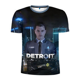 Мужская футболка 3D спортивная с принтом Detroit: Become Human - Connor в Санкт-Петербурге, 100% полиэстер с улучшенными характеристиками | приталенный силуэт, круглая горловина, широкие плечи, сужается к линии бедра | 