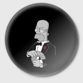 Значок с принтом Гомер в Санкт-Петербурге,  металл | круглая форма, металлическая застежка в виде булавки | homer | mafia | simpson | simpsons | гомер симпсон | мафия | пончик | пончики