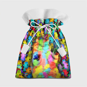 Подарочный 3D мешок с принтом Котики на дискотеке в Санкт-Петербурге, 100% полиэстер | Размер: 29*39 см | кошки | паттерн | психоделика | разноцветный | яркий