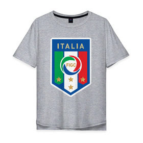 Мужская футболка хлопок Oversize с принтом Сборная Италии в Санкт-Петербурге, 100% хлопок | свободный крой, круглый ворот, “спинка” длиннее передней части | 