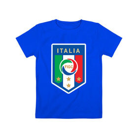 Детская футболка хлопок с принтом Сборная Италии в Санкт-Петербурге, 100% хлопок | круглый вырез горловины, полуприлегающий силуэт, длина до линии бедер | 