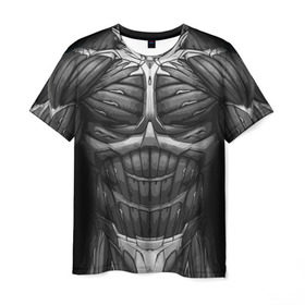Мужская футболка 3D с принтом Экзоскелет CRYSIS в Санкт-Петербурге, 100% полиэфир | прямой крой, круглый вырез горловины, длина до линии бедер | Тематика изображения на принте: crysis |   робот | бионический | бронь | броня | доспехи | костюм | крайсис | экзоскелет