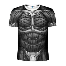 Мужская футболка 3D спортивная с принтом Экзоскелет CRYSIS в Санкт-Петербурге, 100% полиэстер с улучшенными характеристиками | приталенный силуэт, круглая горловина, широкие плечи, сужается к линии бедра | crysis |   робот | бионический | бронь | броня | доспехи | костюм | крайсис | экзоскелет