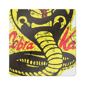 Магнит виниловый Квадрат с принтом Cobra Kai в Санкт-Петербурге, полимерный материал с магнитным слоем | размер 9*9 см, закругленные углы | cobra | змея | кобра