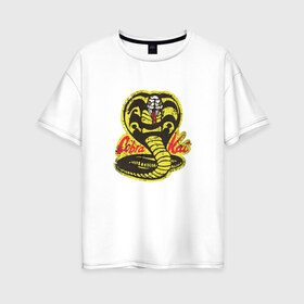 Женская футболка хлопок Oversize с принтом Cobra Kai в Санкт-Петербурге, 100% хлопок | свободный крой, круглый ворот, спущенный рукав, длина до линии бедер
 | cobra | змея | кобра