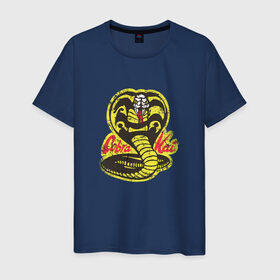 Мужская футболка хлопок с принтом Cobra Kai в Санкт-Петербурге, 100% хлопок | прямой крой, круглый вырез горловины, длина до линии бедер, слегка спущенное плечо. | cobra | змея | кобра
