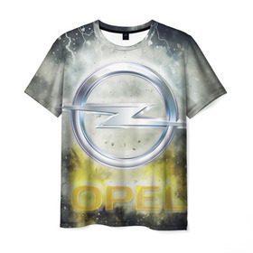 Мужская футболка 3D с принтом Логотип опель в Санкт-Петербурге, 100% полиэфир | прямой крой, круглый вырез горловины, длина до линии бедер | opel | opel logo | логотип опель | опель