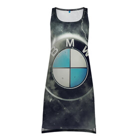 Платье-майка 3D с принтом Логотип BMW в Санкт-Петербурге, 100% полиэстер | полуприлегающий силуэт, широкие бретели, круглый вырез горловины, удлиненный подол сзади. | Тематика изображения на принте: logo bmw | бмв | логотип bmw | логотип бмв