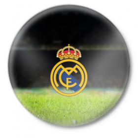 Значок с принтом REAL MADRID в Санкт-Петербурге,  металл | круглая форма, металлическая застежка в виде булавки | Тематика изображения на принте: football | soccer | реал мадрид