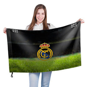 Флаг 3D с принтом REAL MADRID в Санкт-Петербурге, 100% полиэстер | плотность ткани — 95 г/м2, размер — 67 х 109 см. Принт наносится с одной стороны | football | soccer | реал мадрид