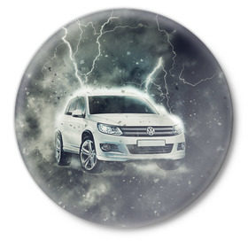 Значок с принтом Volkswagen Tiguan в Санкт-Петербурге,  металл | круглая форма, металлическая застежка в виде булавки | tiguan | volkswagen