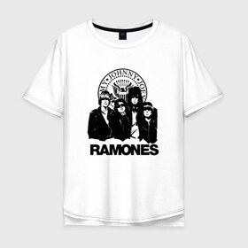 Мужская футболка хлопок Oversize с принтом Ramones в Санкт-Петербурге, 100% хлопок | свободный крой, круглый ворот, “спинка” длиннее передней части | 