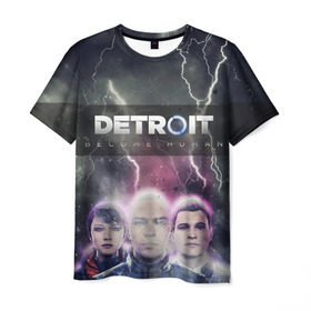 Мужская футболка 3D с принтом Detroit become human в Санкт-Петербурге, 100% полиэфир | прямой крой, круглый вырез горловины, длина до линии бедер | dbh | detroit | gamer