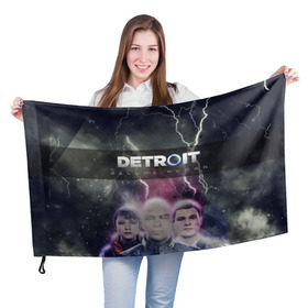 Флаг 3D с принтом Detroit become human в Санкт-Петербурге, 100% полиэстер | плотность ткани — 95 г/м2, размер — 67 х 109 см. Принт наносится с одной стороны | dbh | detroit | gamer