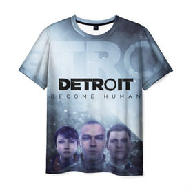 Мужская футболка 3D с принтом Detroit become human в Санкт-Петербурге, 100% полиэфир | прямой крой, круглый вырез горловины, длина до линии бедер | Тематика изображения на принте: dbh | detroit | gamer